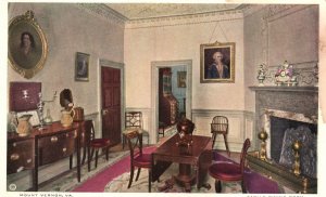 Vintage Postcard 1910's Washington Family Dining Room Mount Vernon VA Virginia