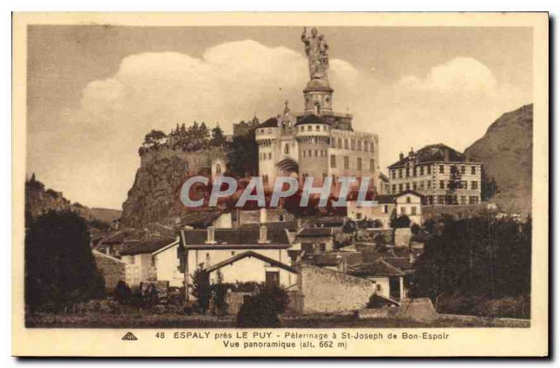 Old Postcard Espaly near Puy St Joseph's Pilgrimage of Good Hope Panoramic vi...