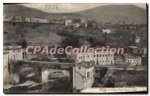 Old Postcard Aubenas Ardeche Ouveze and Old Bridge Louis XIII