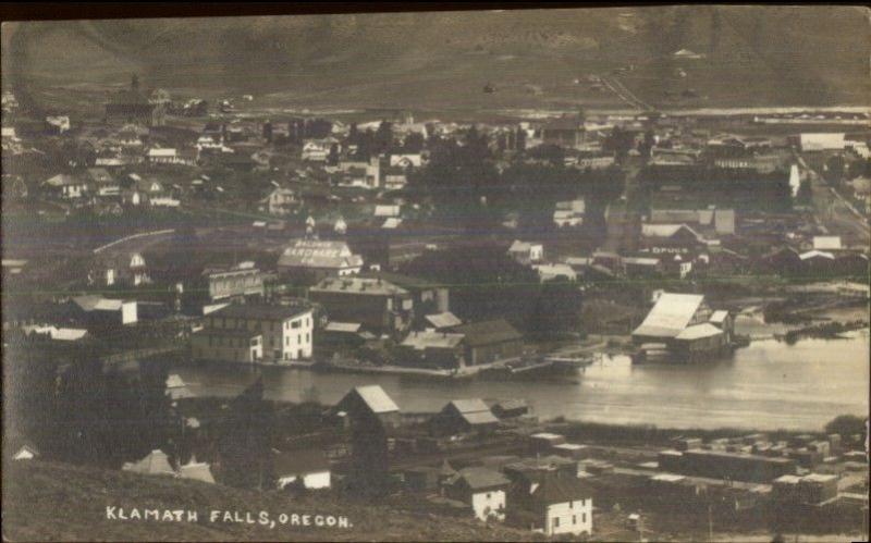 Klamath Falls OR Birdseye View c1910 Real Photo Postcard