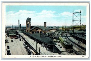 Bridgeport Connecticut NYNHH Station Train Exterior View c1920 Vintage Antique