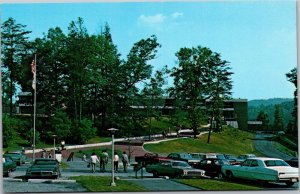 Postcard WV Ansted Hawks Nest State Park Lodge parking lot