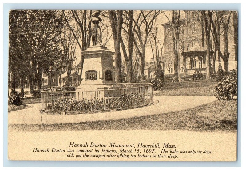 c1910's View Of Hannah Duston Monument Haverhill MA Unposted Antique Postcard