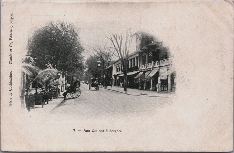 Cochinchina Vietnam Rue Catinat a Saigon Ho Chi Minh-City Postcard C090