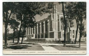 Deering Library Northwestern University Evanston Illinois 1950s postcard