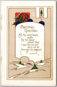 VINTAGE POSTCARD CHRISTMAS GREETINGS OF THE MANY HAPPY PEOPLE MAILED DANBURY CT