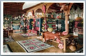 INDIAN BUILDING ALBUQUERQUE N.M. INTERIOR ANTIQUE POSTCARD