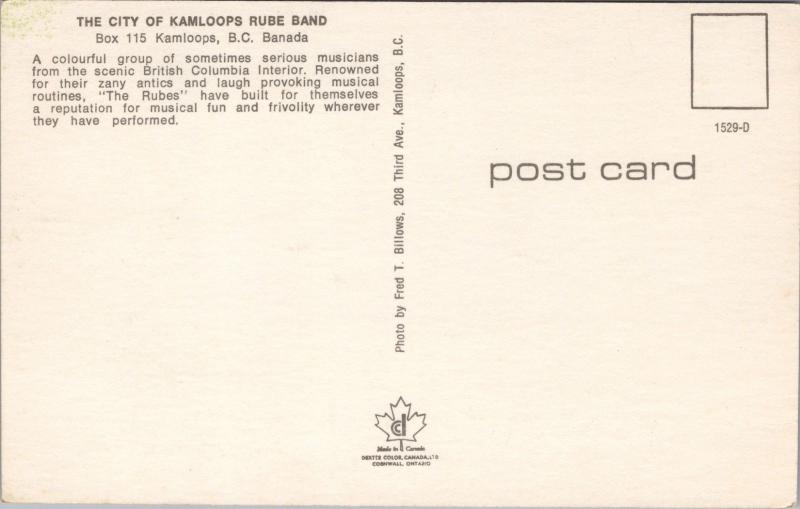 City of Kamloops Rube Band Kamloops BC Musicians Unused Postcard D64