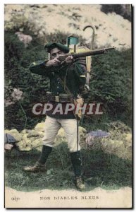 Old Postcard Militaria Alpine hunters Our Blue Devils