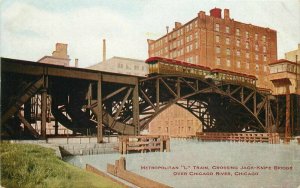 C1910 Chicago Illinois Metropolitian L Train Jack Bridge Hammon Postcard 20-2651