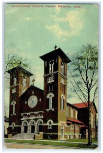 1910 Sacred Heart Catholic Church Exterior View Building Waterloo Iowa Postcard