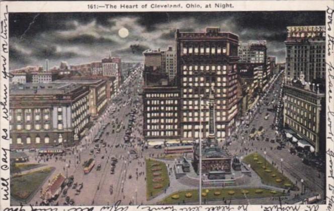 Ohio Cleveland Nightime View Of The Heart Of Cleveland 1926