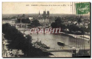 Postcard Old Paris Panorama of the Seine to the Cite