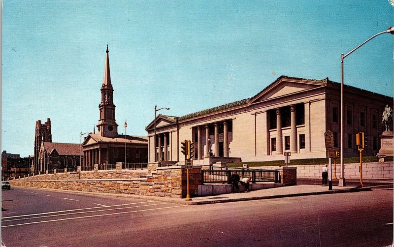 Street View Wesley Methodist Church First Unitarian Worcester MA Postcard UNP 