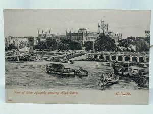 High Court & River Hooghly Calcutta India Vintage Antique Postcard