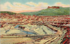 Santa Rita NM Open Pit Copper Mine Mining Unused Vintage Linen Postcard G62