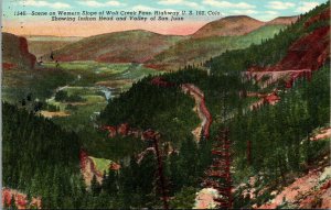 Vtg Wolf Creek Pass Indian Head Valley of San Juan Colorado CO Postcard