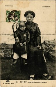 CPA AK INDOCHINA Tonkin Jeune mere et son enfant VIETNAM (958101)