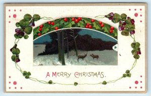 MERRY CHRISTMAS ~ Opens up to a GREETING Message underneath~ c1910s Postcard