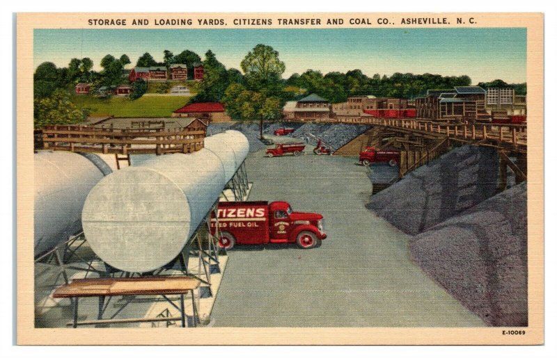 Storage and Loading Yards, Citizens Transfer and Coal Co. Asheville, NC Postcard