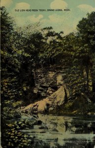 Circa 1910 Old Lion Head Rock, Grand Ledge, Michigan Vintage Postcard P55