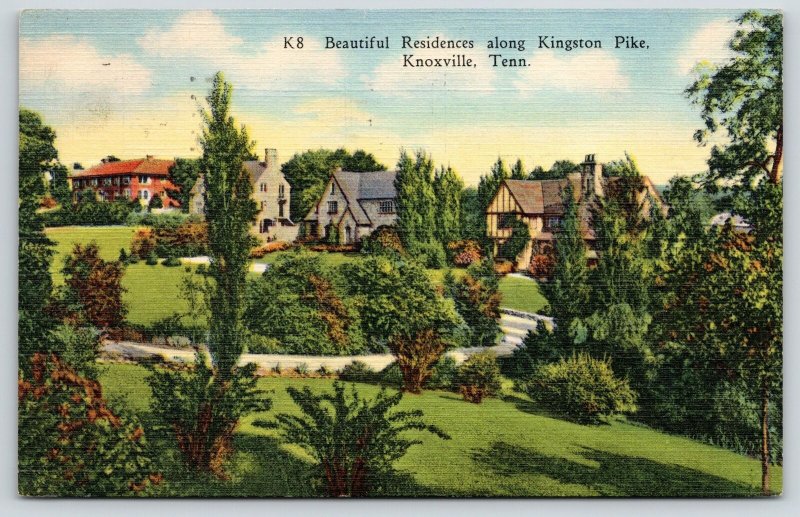 Knoxville Tennessee~Kingston Pike Mansions~Tudor Style~1946 Linen Postcard 