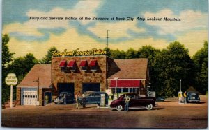 1951 Fairyland Service Station Rock City Lookout Mtn. TN Advertising Postcard