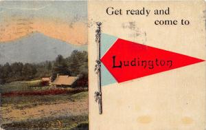 Ludington Michigan~Farm House along Field Get Ready & Come~Pennant Postcard