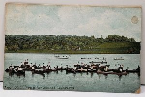 Akron Ohio, Portage Path Canoe Club Lake Side Park 1909 Postcard D20