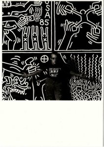 Keith Haring with a Black and White Painting in 1985 Postcard
