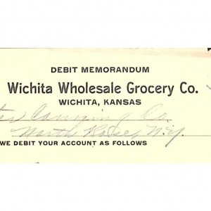 1919 WICHITA KANSAS WICHITA WHOLESALE GROCERY CO BILLHEAD INVOICE  Z179