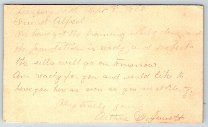 1909  Danbury  New Hampshire   Postal Card   Postcard