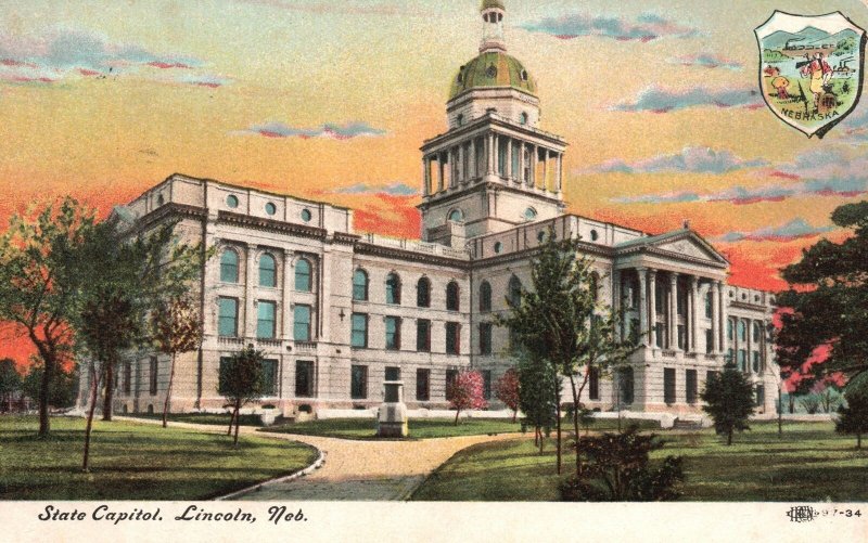 Vintage Postcard 1909 The State Capitol Building Lincoln Nebraska NE Structure