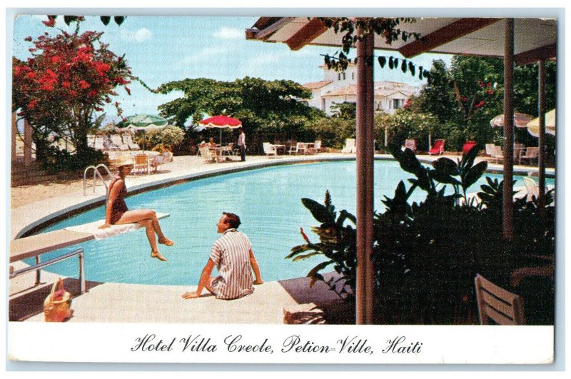 1967 Swimming Pool Hotel Villa Creole Petion Ville Haiti Posted Vintage Postcard