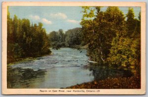 Postcard Huntsville Ontario c1941 Rapids on East River by PECO