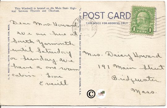 The Oldest Windmill on Cape Cod Curteich Linen Vintage Postcard