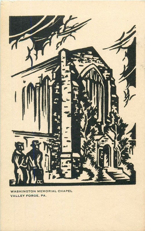 An Original block print Washington Memorial Chapel Valley Forge Pennsylvania 