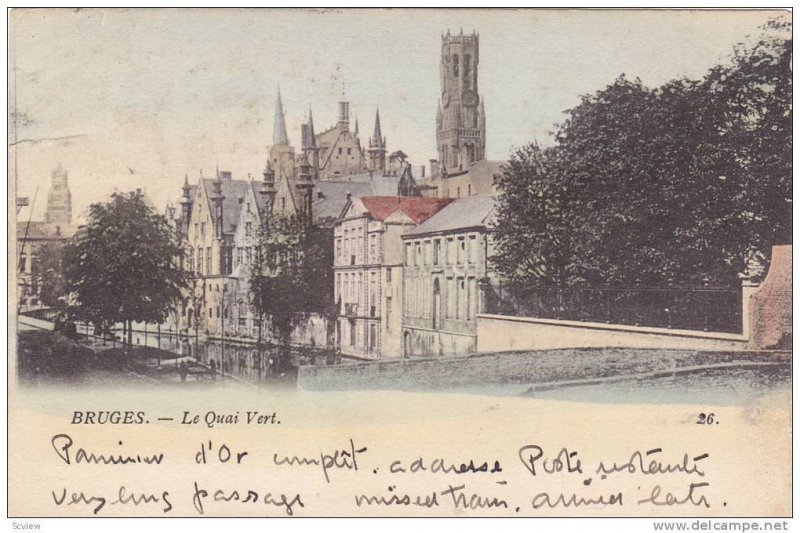 BRUGES, Le Quai Vert, West Flanders, Belgium, PU-1902