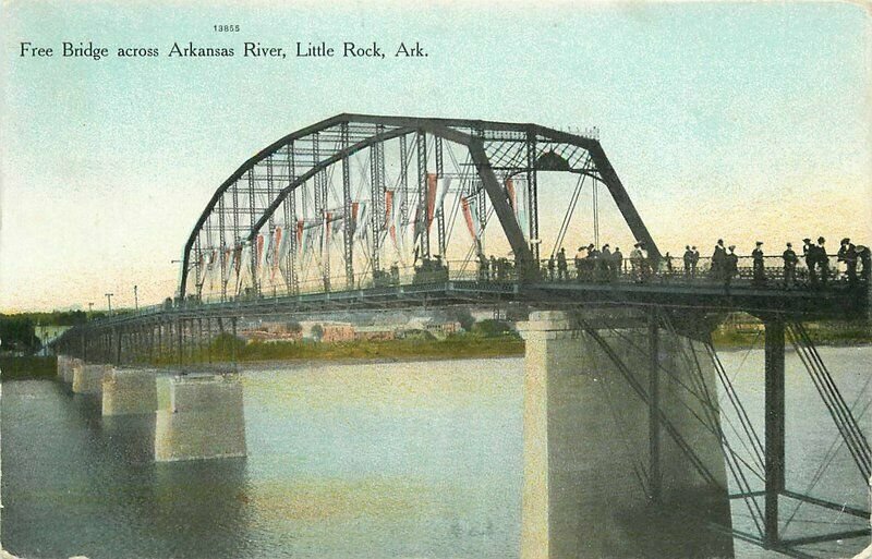 C-1910 Little Rock Arkansas Free Bridge Postcard Goodman 11661