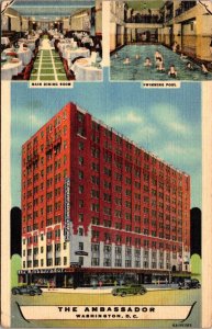 Linen Postcard Multiple Views of The Ambassador Hotel in Washington, D.C.