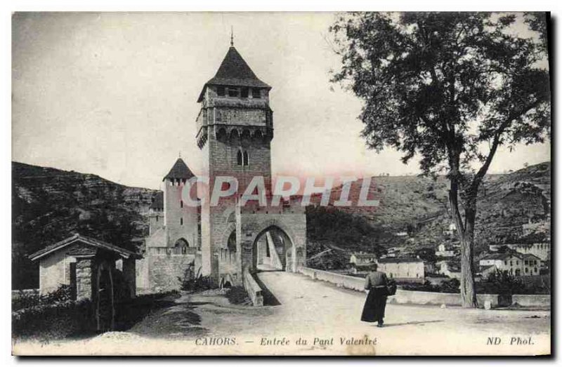 Old Postcard Cahors Entree du Pont Valentre