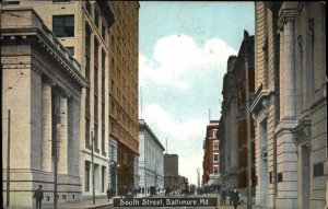 Baltimore MD South Street Buildings Pedestrians 1900-20s Vintage Postcard