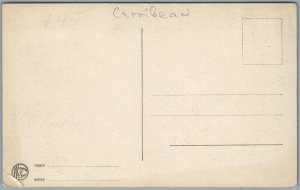 ARUBA D.W.I. NATIVE HUTS ANTIQUE REAL PHOTO POSTCARD RPPC