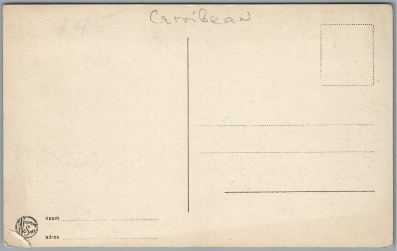 ARUBA D.W.I. NATIVE HUTS ANTIQUE REAL PHOTO POSTCARD RPPC