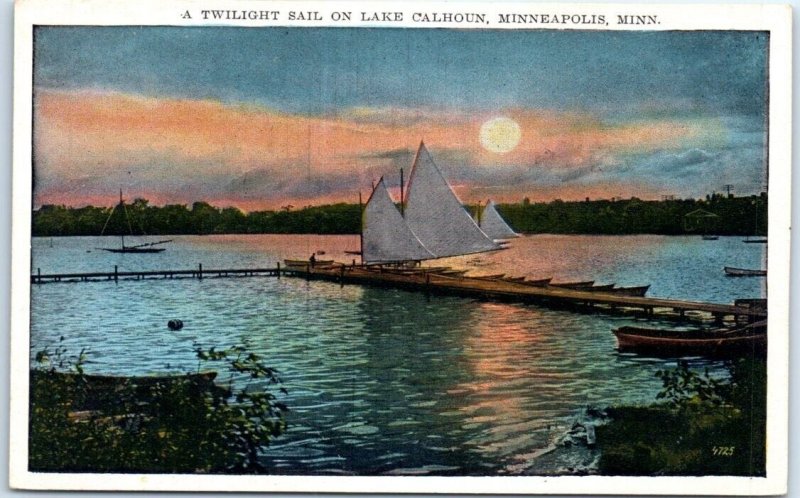 Postcard - A Twilight Sail On Lake Calhoun - Minneapolis, Minnesota