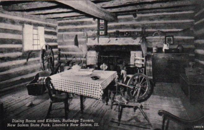 Illinois New Salem Dining Room and Kitchen Rutledge Tavern Curteich
