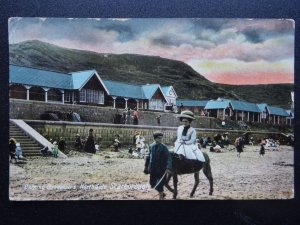 Yorkshire SCARBOROUGH Bathing Bungalows North Side & DONKEY RIDE - Old Postcard