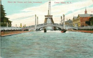 NY, Coney Island, New York, Dreamland, Shoot the Chutes, Lake