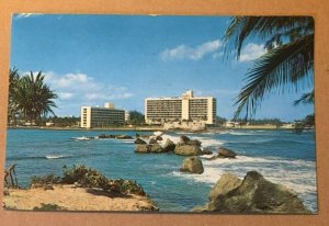 VINTAGE POSTCARD 1963 USED CARIBE HILTON HOTEL SAN JUAN PUERTO RICO