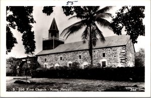 RPPC First Church, Kona HI Vintage Postcard V73